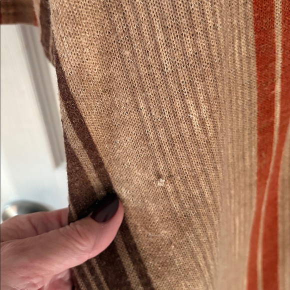 Ces Femme brown orange tan striped duster cardigan w pockets bell sleeve S - Picture 4 of 7